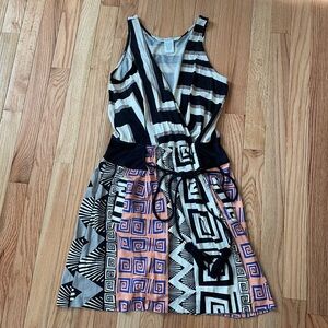 Diane von Furstenberg Dress Womens 4 Black Pink Oblixe Geometric Silk Artsy